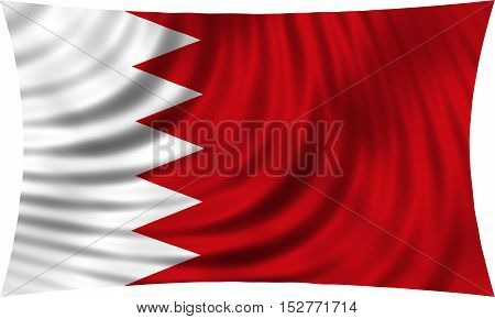 Bahraini national official flag. Patriotic symbol banner element background. Correct colors. Flag of Bahrain waving isolated on white 3d illustration
