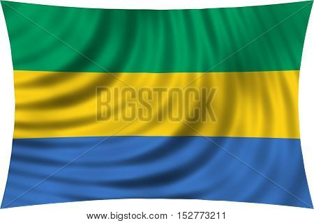 Gabonese national official flag. African patriotic symbol banner element background. Correct colors. Flag of Gabon waving isolated on white 3d illustration