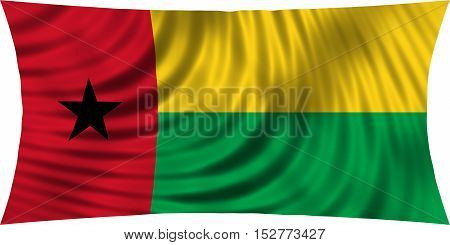 Bissau-Guinean national official flag. Patriotic symbol banner element background. Correct colors. Flag of Guinea-Bissau waving isolated on white 3d illustration