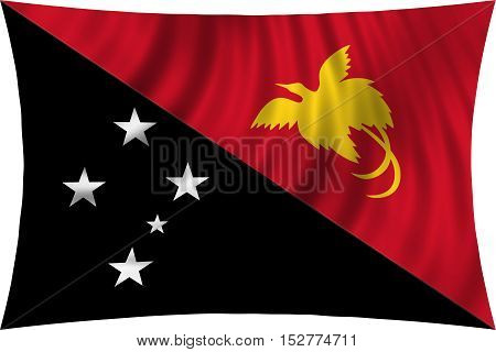 Papua New Guinean national official flag. Papuan patriotic symbol banner element background. Correct colors. Flag of Papua New Guinea waving isolated on white 3d illustration