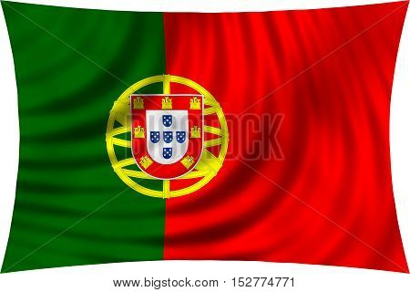 Portuguese national official flag. Patriotic symbol banner element background. Correct colors. Flag of Portugal waving isolated on white 3d illustration