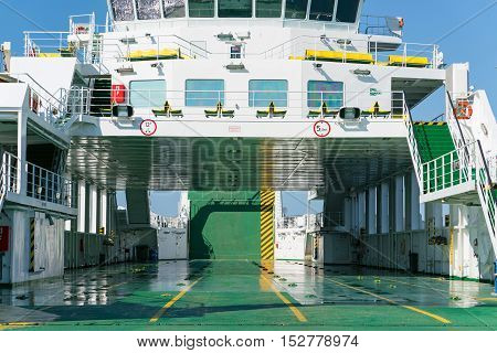 Zadar, Croatia - July 20, 2016: Jadrolinija ferry boat in Gazenica port in Zadar, Croatia. Car ferry boats linking the islands to mainland
