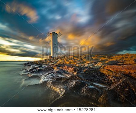 lighthouse in Swinoujscie, (Stawa Mlyny)baltic sea, Poland