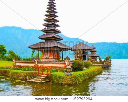 Pura Ulan Danu Beratan Water Temple in Bali Indonesia.
