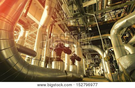 Industrial Zone, Steel Pipelines, Valves And Cables
