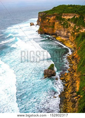The ocean waves at Uluvatu Bali Indonesia