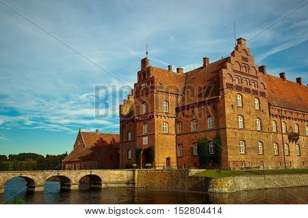 Beautiful Gisselfeld park palace and cloister, Denmark