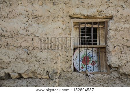 window of a traditional house in Wakan village, Oman