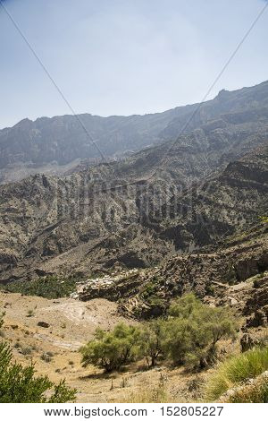 village in mountains of remote area of Oman