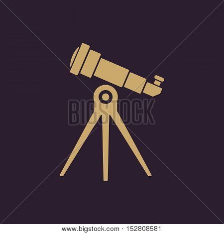 The telescope icon. Spyglass symbol. Flat Vector illustration
