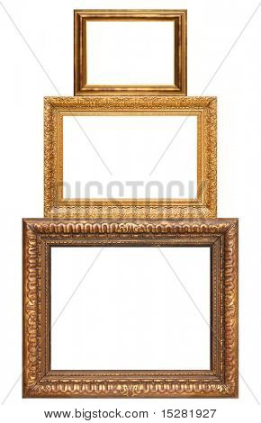 Three stacked antique picture frames, add your own text or photos.