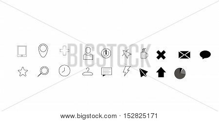 Set of vector icons on white background