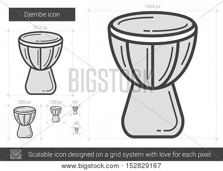 Djembe vector line icon isolated on white background. Djembe line icon for infographic, website or app. Scalable icon designed on a grid system.