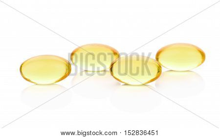 Fish oil pill isolated on white bakckground