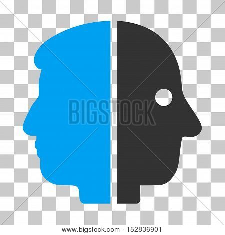 Blue And Gray Dual Face toolbar pictogram. Vector pictogram style is a flat bicolor symbol on chess transparent background.