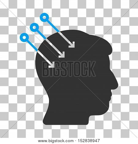 Blue And Gray Neural Interface Connectors interface pictogram. Vector pictograph style is a flat bicolor symbol on chess transparent background.