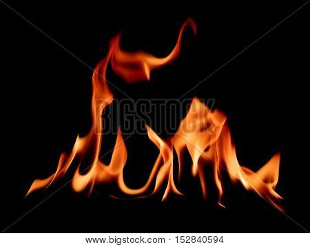 Fire abstract and flames shapes isolated on a black