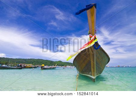 longtail boat bay at Phi phi island in Thailand