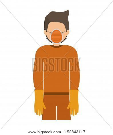 avatar worker with industrial security  protection equipment over white background. vector illustration