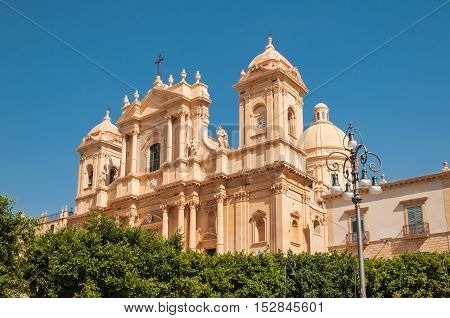 Noto Cathedral is a Roman Catholic cathedral in Noto in Sicily Italy. UNESCO World Heritage Site.