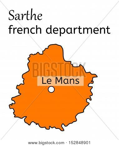 Sarthe french department map on white in vector