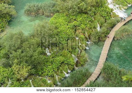 landscape of plitvicka lake national park unesco heritage site croatia.