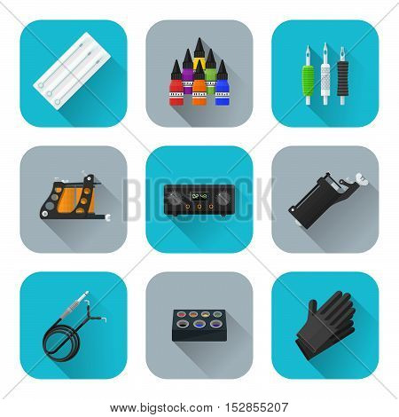 Vector Tattoo Equipment Icons Set.