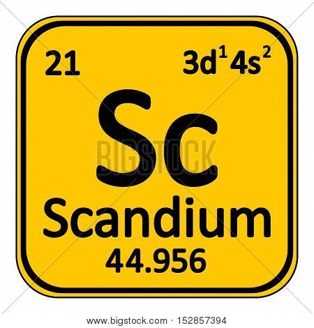 Periodic table element scandium icon on white background. Vector illustration.