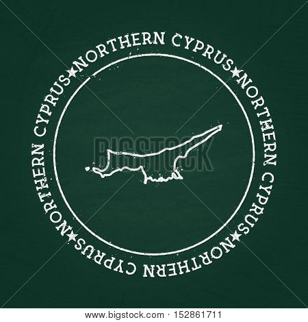 White Chalk Texture Rubber Seal With Turkish Republic Of Northern Cyprus Map On A Green Blackboard.