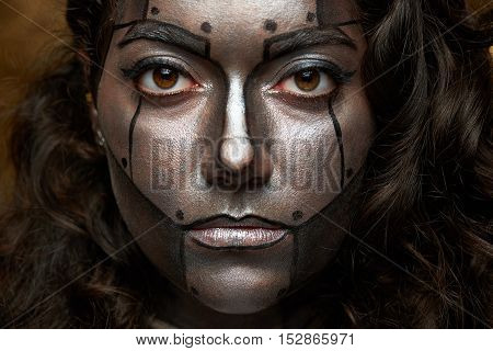 Close Up Of Cyborg Face