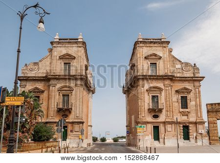 The Porta Felice is main gate of Palermo in Sicily Italy.