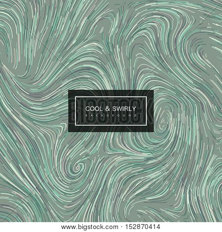 Abstract artistic curl background with swirled stripes. Vector vintage illustration of swirled and curled stripes background. Marble or acrylic texture imitation. Abstract psychedelic background