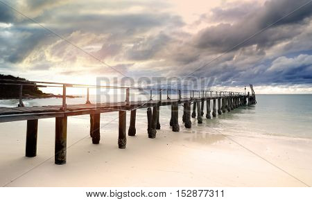 Sea Wooden Bridge In The Morning