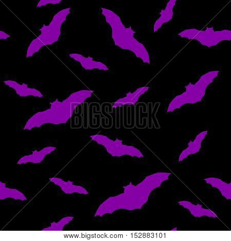Seamless pattern for Halloween with silhouette of bats. Vector background.