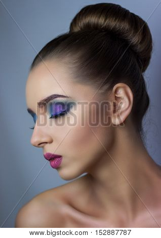 bright make-up on for a beautiful photo models
