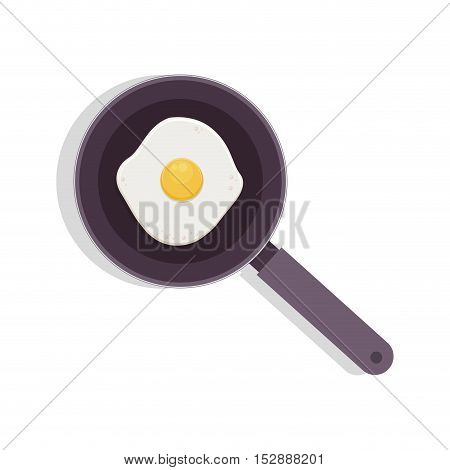 food frying pan with big egg vector illustration