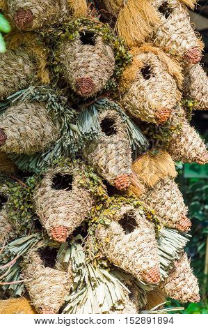 Birdhouses look like as vespiary. Decoration items