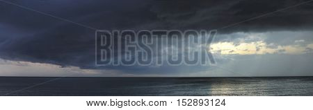 Heavy Storm With Dark Clouds Abow Ocean