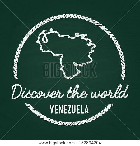 White Chalk Texture Hipster Insignia With Bolivarian Republic Of Venezuela Map On A Green Blackboard