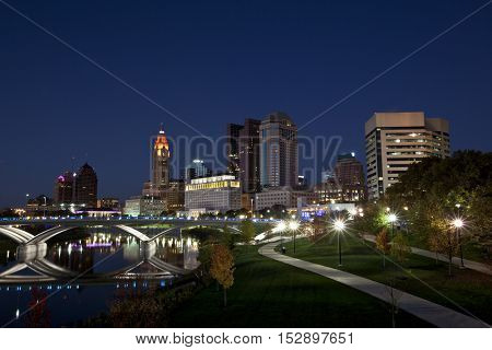 Autumn in Columbus, Ohio along the Scioto river.