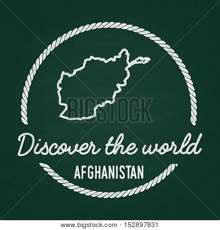 White Chalk Texture Hipster Insignia With Islamic State Of Afghanistan Map On A Green Blackboard. Gr