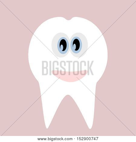 Tooth icon. Cute funny cartoon smiling character. Oral dental hygiene. Children teeth care. Tooth health. Baby background. Flat design. Vector illustration