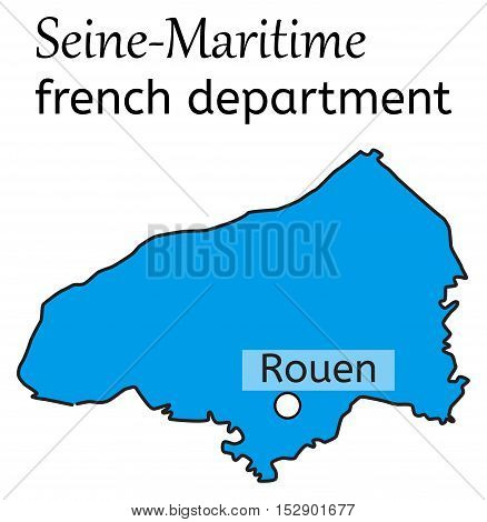 Seine-Maritime french department map on white in vector