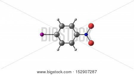 4-Iodo-1-nitrobenzene is an important raw material and intermediate used in organic synthesis pharmaceuticals agrochemicals and dyestuff fields. 3d illustration