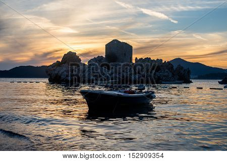 Sunset in the bay of Przno on the Adriatic