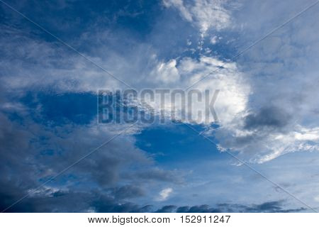 The beautiful blue sky with white and dark cloud