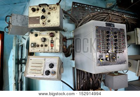 Old Radio On Warship At Museam