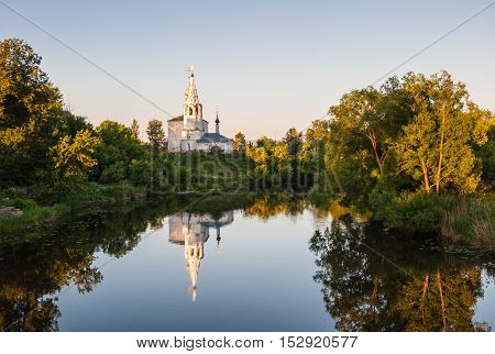 Cosmas and Damian Church or Kozmodemyansk church on Yarunovo mountain - Orthodox church in Suzdal on the left bank of the Kamenka River Russia. Gold ring of Russia.