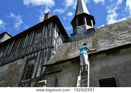 Sahurs France - june 22 2016 : slater on the Marbeuf manor