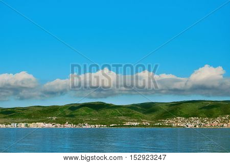 District of Bulgarian City on the Hilsides near the Black Sea